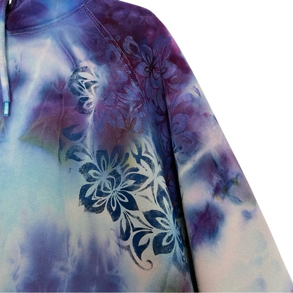 Handmade Tie Dye Sweatshirt Hoodie Womens Size XL Pullover Hand Painted Purple - Picture 4 of 12